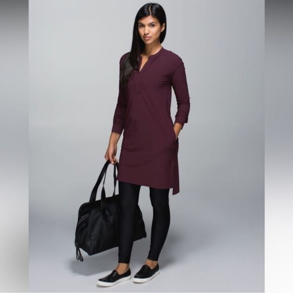 Lululemon Athletica Red Tunic with Mandarin Collar - Picture 1 of 16
